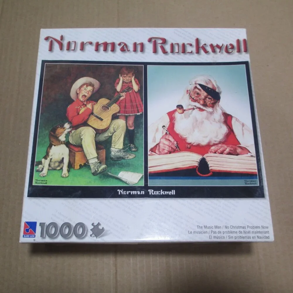 Norman Rockwell Christmas Puzzle Music Man Christmas Now 1000 Pc NEW SEALED - Picture 2 of 6